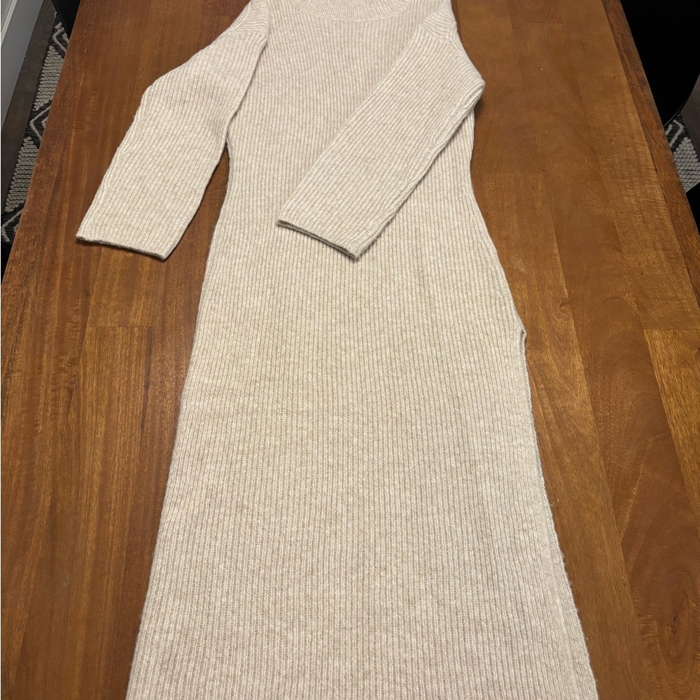 Abercrombie & Fitch Cream Long Sleeve Sweater Dress, XS Petite